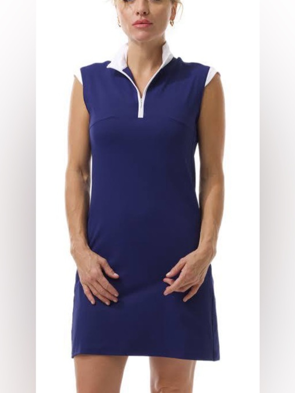 SanSoleil UPF 50+ Golf Dress – Navy & White – Size L – NWT